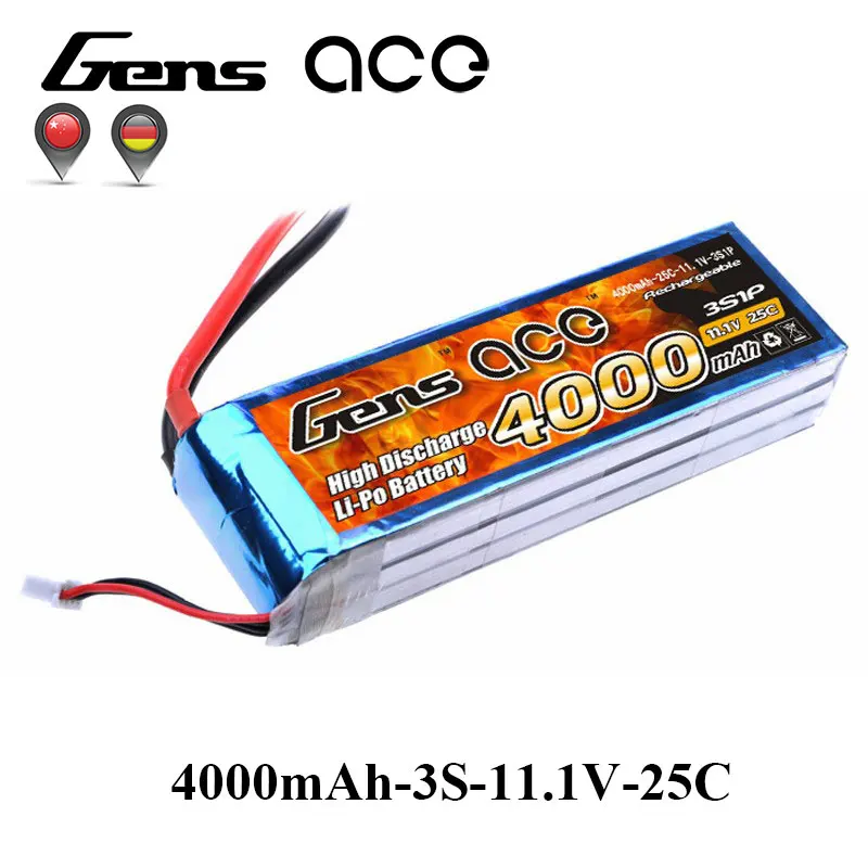 Аккумулятор Gens ace Lipo 3S 11 1 В 4000 мАч аккумулятор 25C разъем Deans для радиоуправляемого