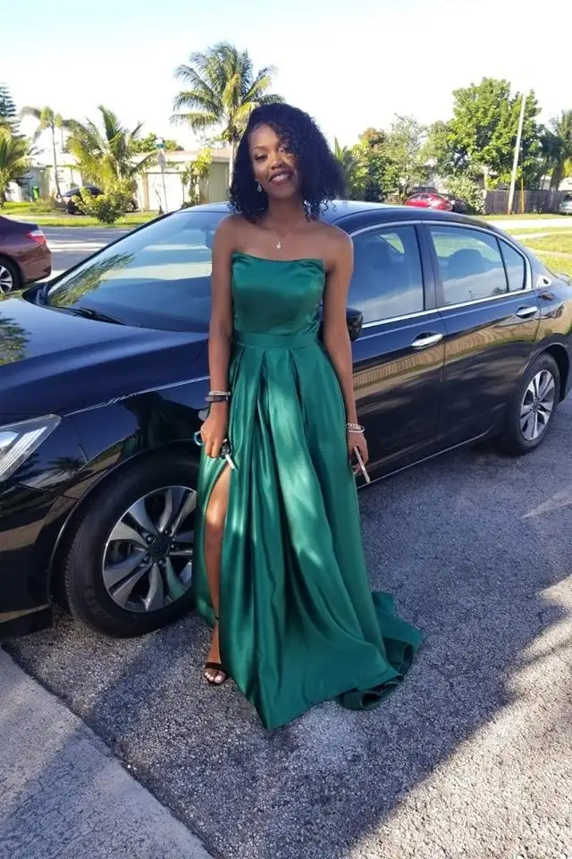 Длинное вечернее платье Hunter Green Abendkleider 2020 милое с Боковым Разрезом Robe De Soiree Abiye Gece
