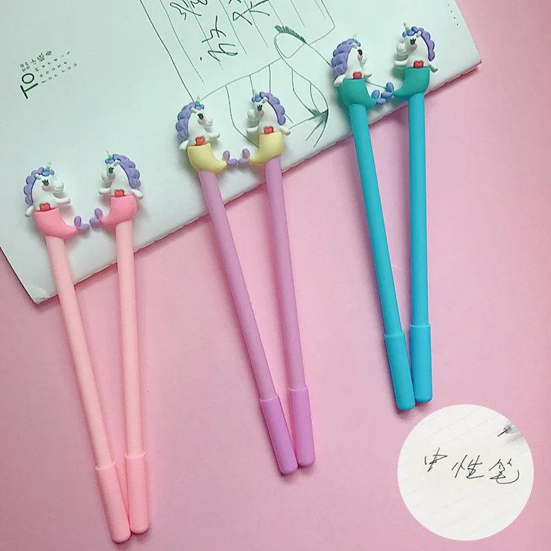 Единорог гелевая ручка 0 38 мм каваи силикагель Русалка обычные ручки новинка для