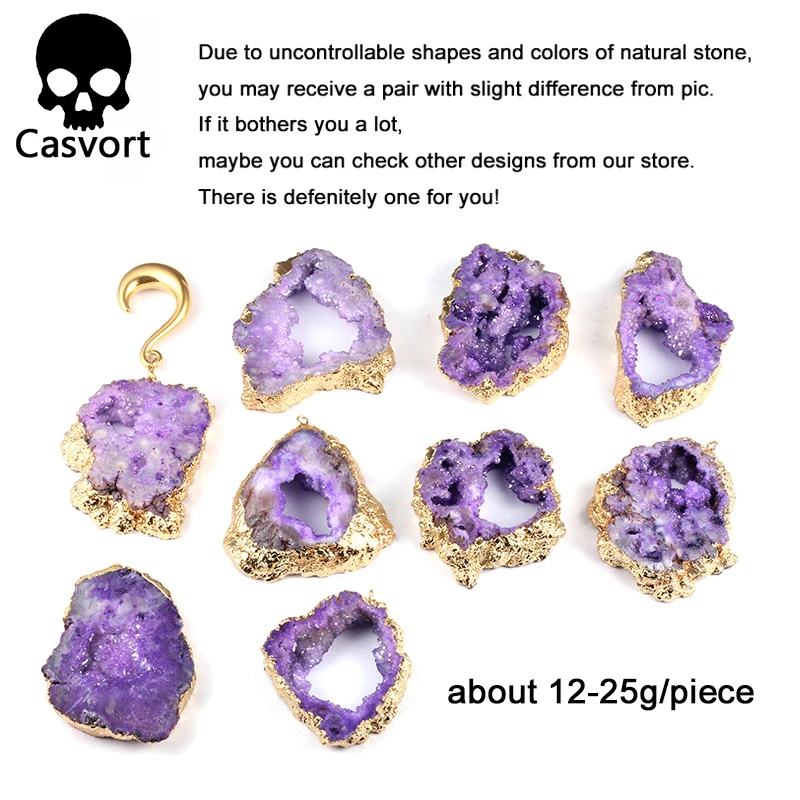 Casvort 2 шт. Новое поступление затычки для ушей из драгоценных камней Висячие