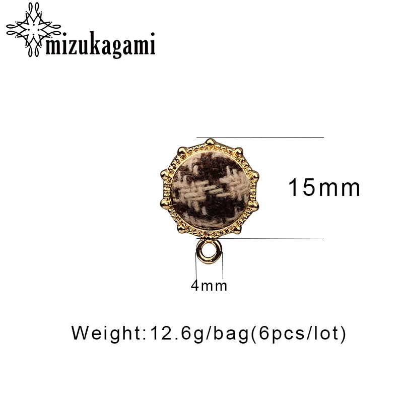 15mm 6pcs/lot Cotton Stud Earrings Gold Side Round Sun Shape 4 Colour For DIY Sweet Jewelry Accessories | Украшения и аксессуары