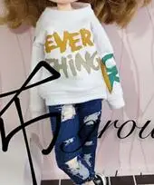 shirt and pant Крутая Одежда для кукол Blyth с принтом, толстовка с длинным рукавом/джинсы Blyth, штаны для ob24 Licca, одежда для «пуллип» для 1/6, аксессуары для кукол - Цвет: shirt and pant