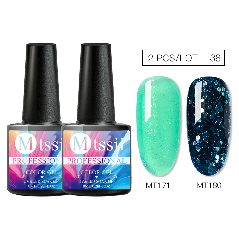 Mtssii 1/2Pcs UV Nail Gel Polish Set DIY Glitter Salon Nail Lacquer Enamel Semi Permanent Pink Led Gel Kits Nail Art Decoration - Цвет: S01604S01613