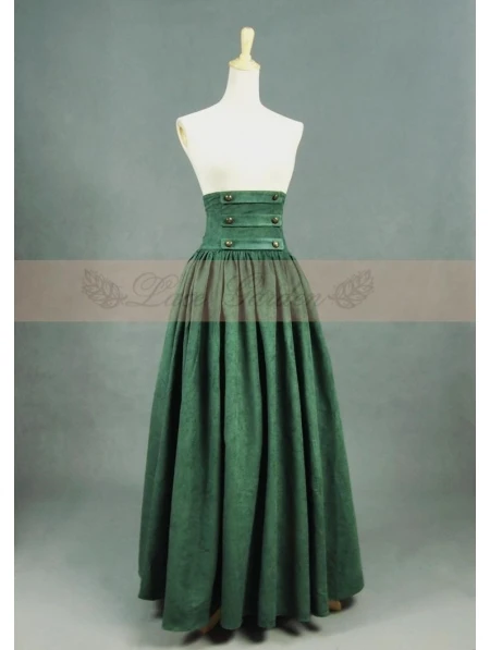 

Olive Vintage High Waist Long Victorian Skirt