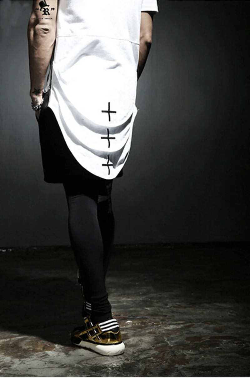 M 4XL модная мужская одежда авангардный дизайн несбалансированная футболка с