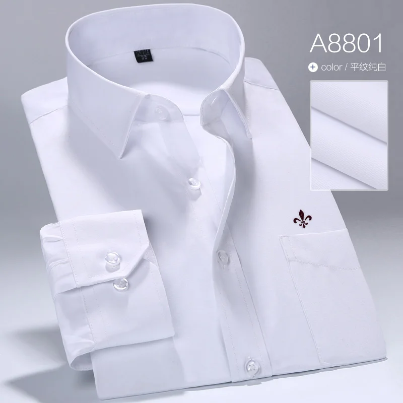 XYX-A8801PWHITE Dudalina, мужские рубашки, Social,, брендовая, весенняя, формальная, не железная, рубашка, солидная, с длинным рукавом, Бизнес Стиль, мужские рубашки - Цвет: XYX-A8801PWHITE