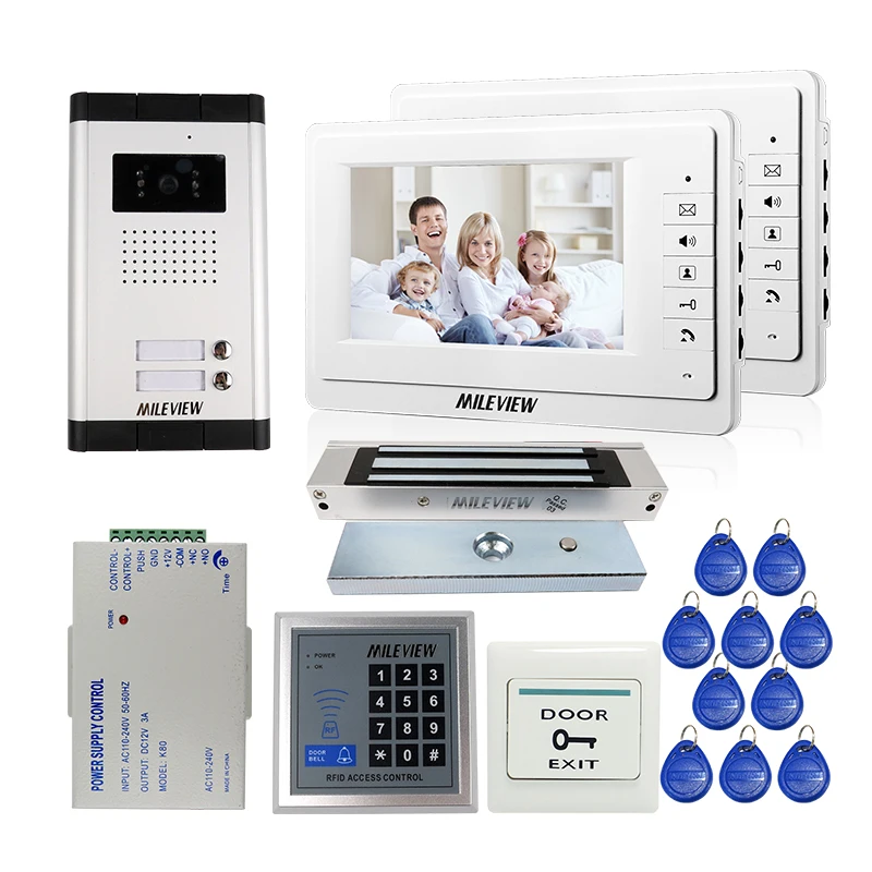 Бесплатная доставка 7 &quotвидеодомофон для квартиры телефон двери 2 белые мониторы
