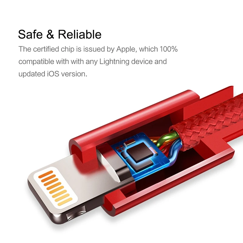 ROCK Metal MFI сертифицированный кабель Lightning USB для iPhone 5 SE 6 6s 7 plus iPad нейлоновая оплетка