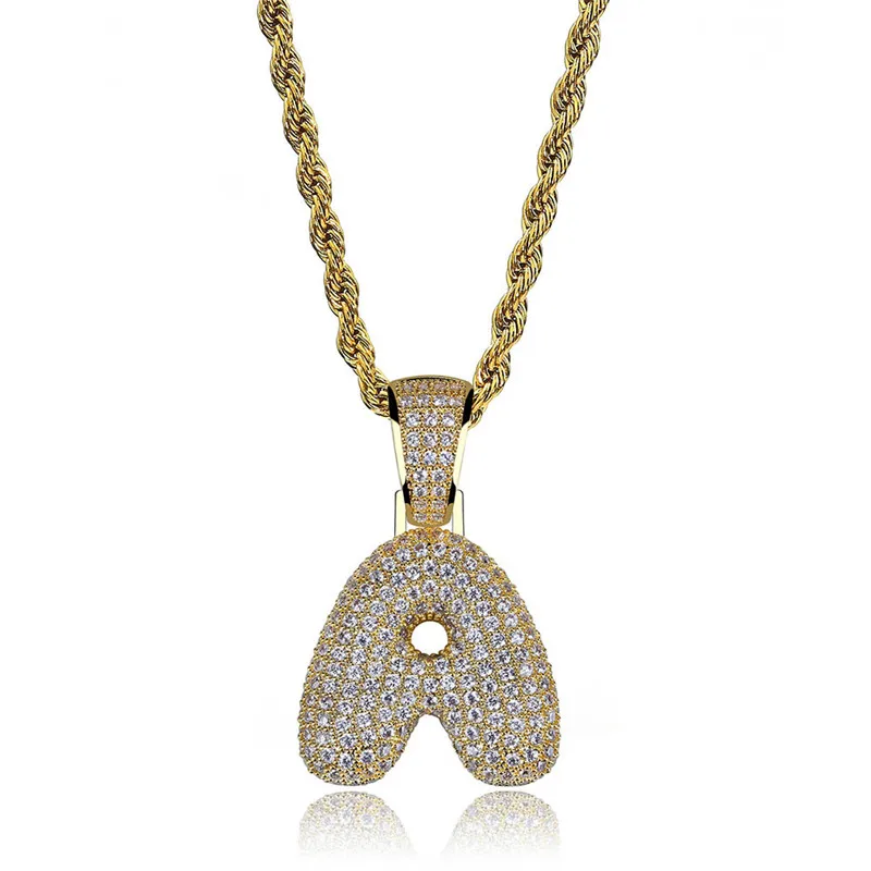 

Lucky Sonny Factory Price A-Z Custom Bubble Letters Necklaces & Pendant Charm For Men Women Gold Silver Color Hip Hop Jewelry