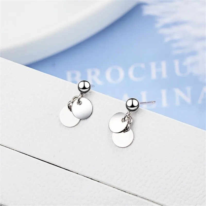 

New Simple Double Round 925 Sterling Silver Jewelry Mini Exquisite Design Geometric Creative Women Stud Earrings SE801