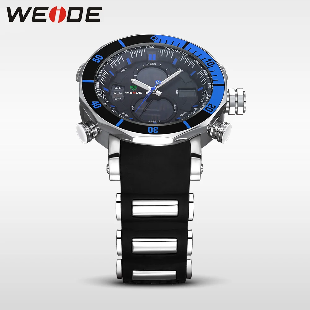 WEIDE Luxury Brand Мужчины Спортивные Часы Множественный Часовой пояс Подсветкой Синий