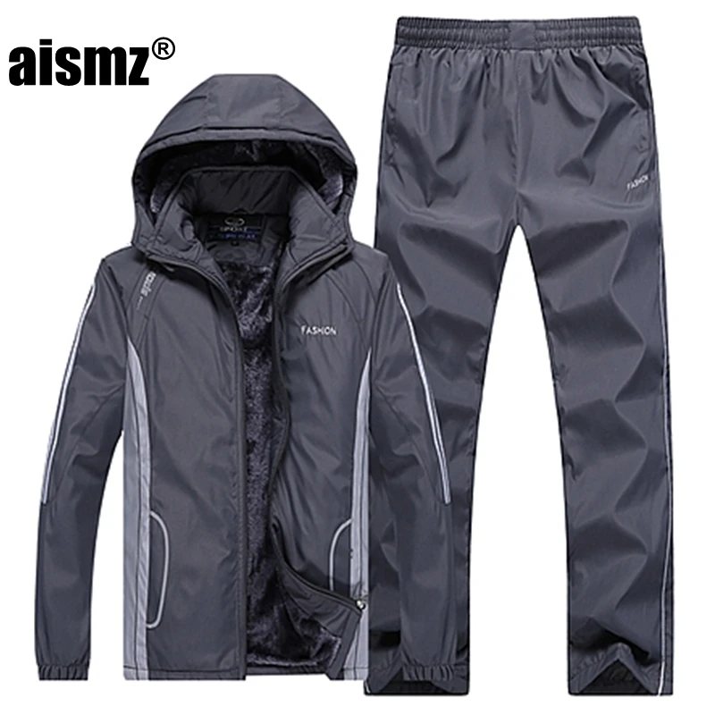 Aismz мужские комплекты спортивной одежды Moleton бархатный мужской костюм с