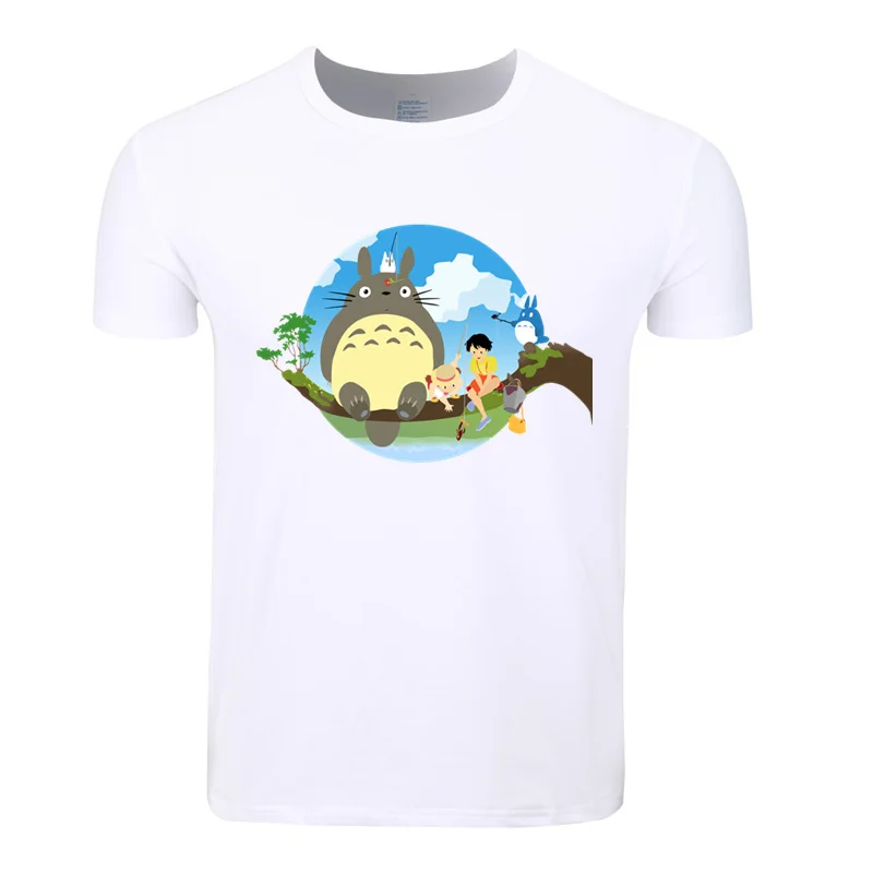 Мужская и женская футболка с принтом Miyazaki Hayao Kawaii Totoro японского аниме круглым