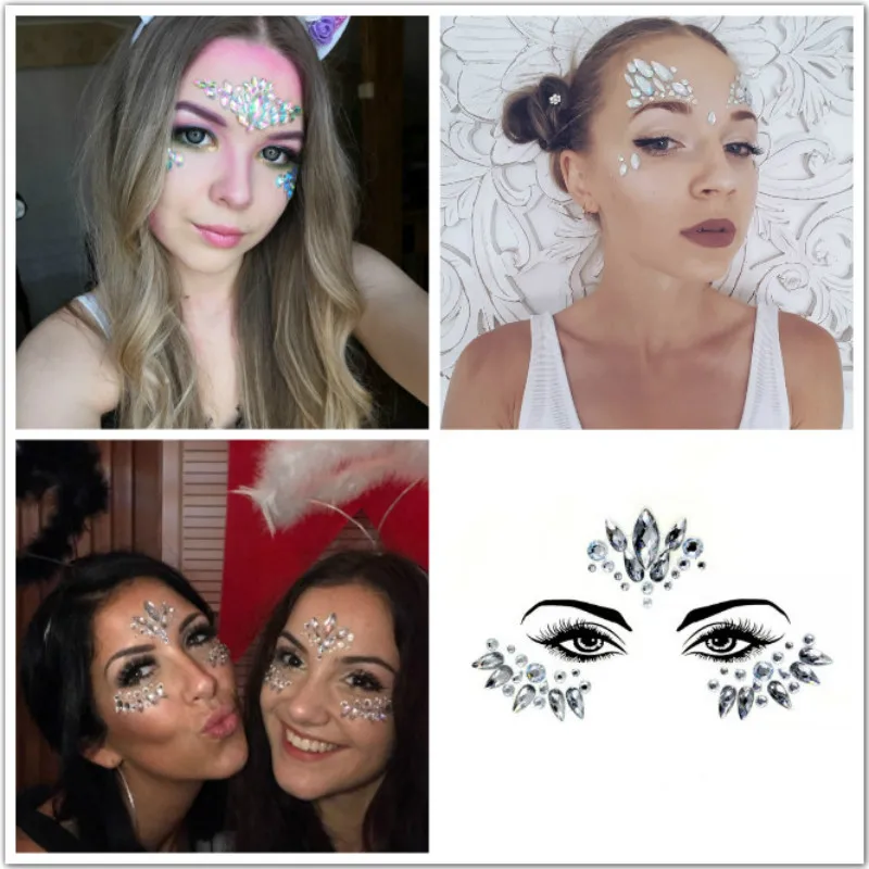 

New Face Jewels Eyes Sticking Drilling Disposable Makeup Crystal Sticking Performance Music Festival Bar Nightclub Dance Party