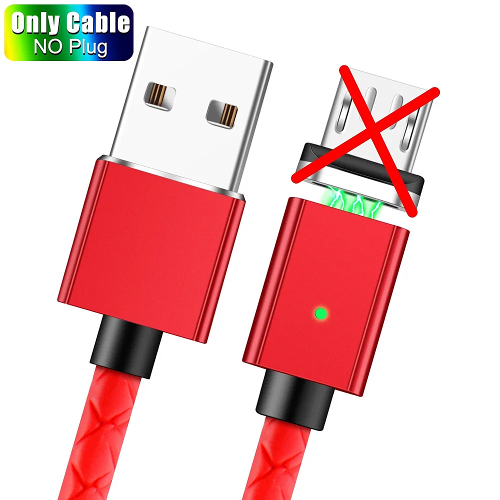 USB кабель для iphone Xs max Xr X 8 7 6 plus 6s ipad mini Быстрая зарядка Магнит Micro USB кабель для передачи данных провод для samsung S9 S8 Note 9 - Цвет: Only Cable Red