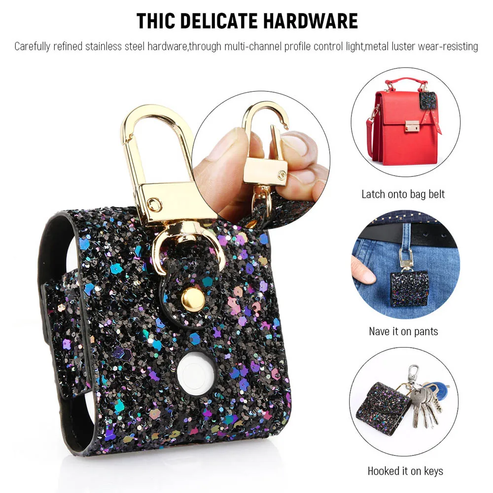 

9.5*6.5*2.5cm Glitter Bag Clip Wholesale Blanks Faux Leather Keychain Fob With Hook 4colors Bag Charm Gift DOM-keychian bag