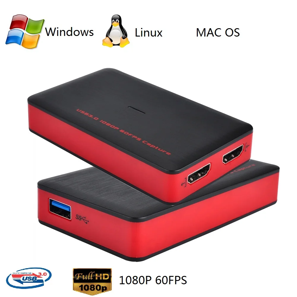 HDMI to USB3.0 Capture Card Grabber, 1080P 60fps, Live Steaming to Youtube with HDMI Output for windows. mac. llinux, abdroid