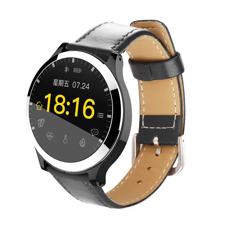 black leather B65 Смарт-часы водонепроницаемые спортивные Smartband ЭКГ+ PPG кровяное давление монитор сердечного ритма мульти-спортивный режим фитнес-браслет - Цвет: black leather