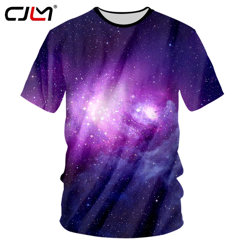 Футболка CJLM мужская повседневная с 3D принтом Galaxy Space тенниска круглым вырезом для