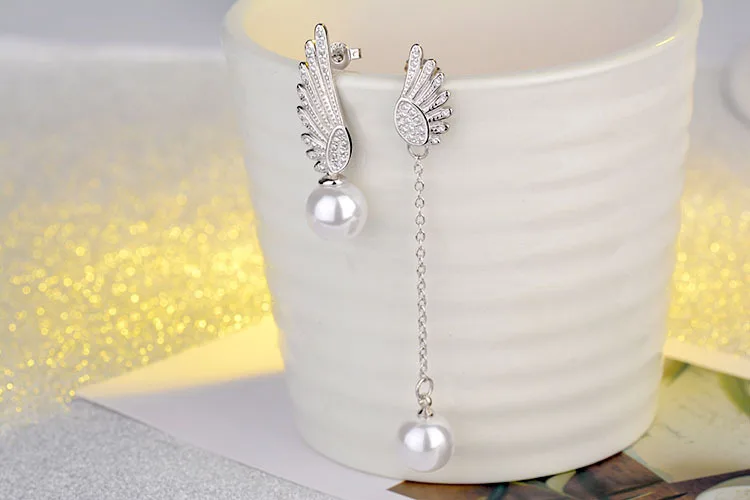 Высококачественные модные ангельские крылья жемчужные женские длинные серьги