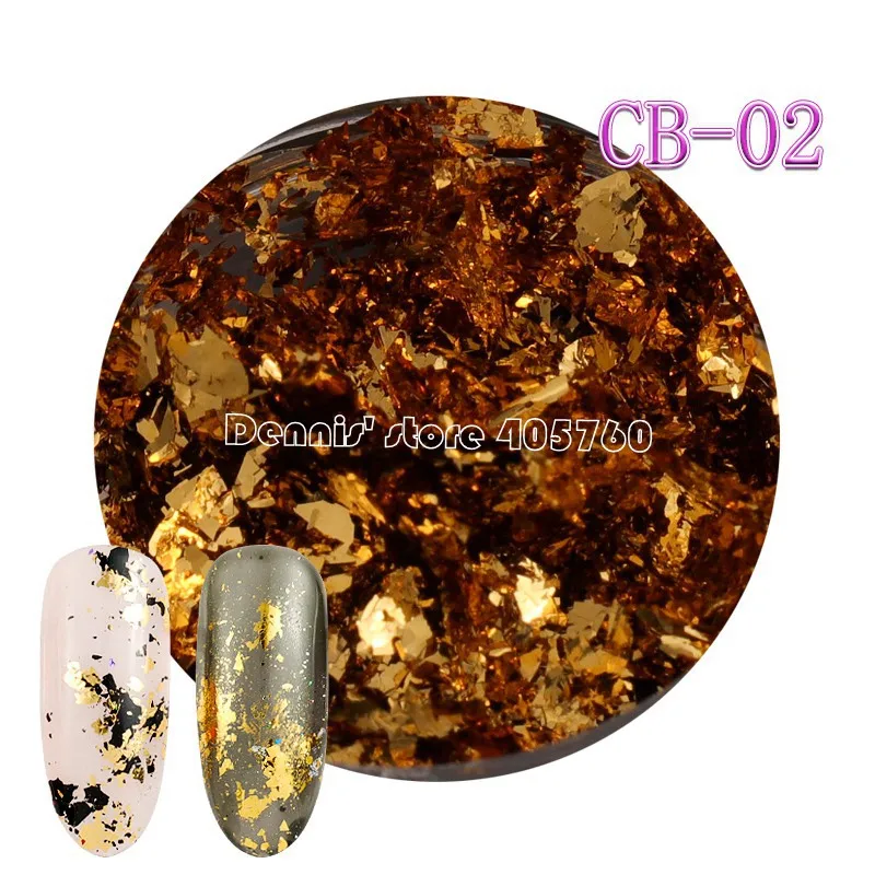 CB02 1 JAR Красочные Алюминий нерегулярные голографический Блеск Фольга косметическая пудра блёстки ногтей зеркало блестки, пайетки маникюр Советы CB - Цвет: CB02