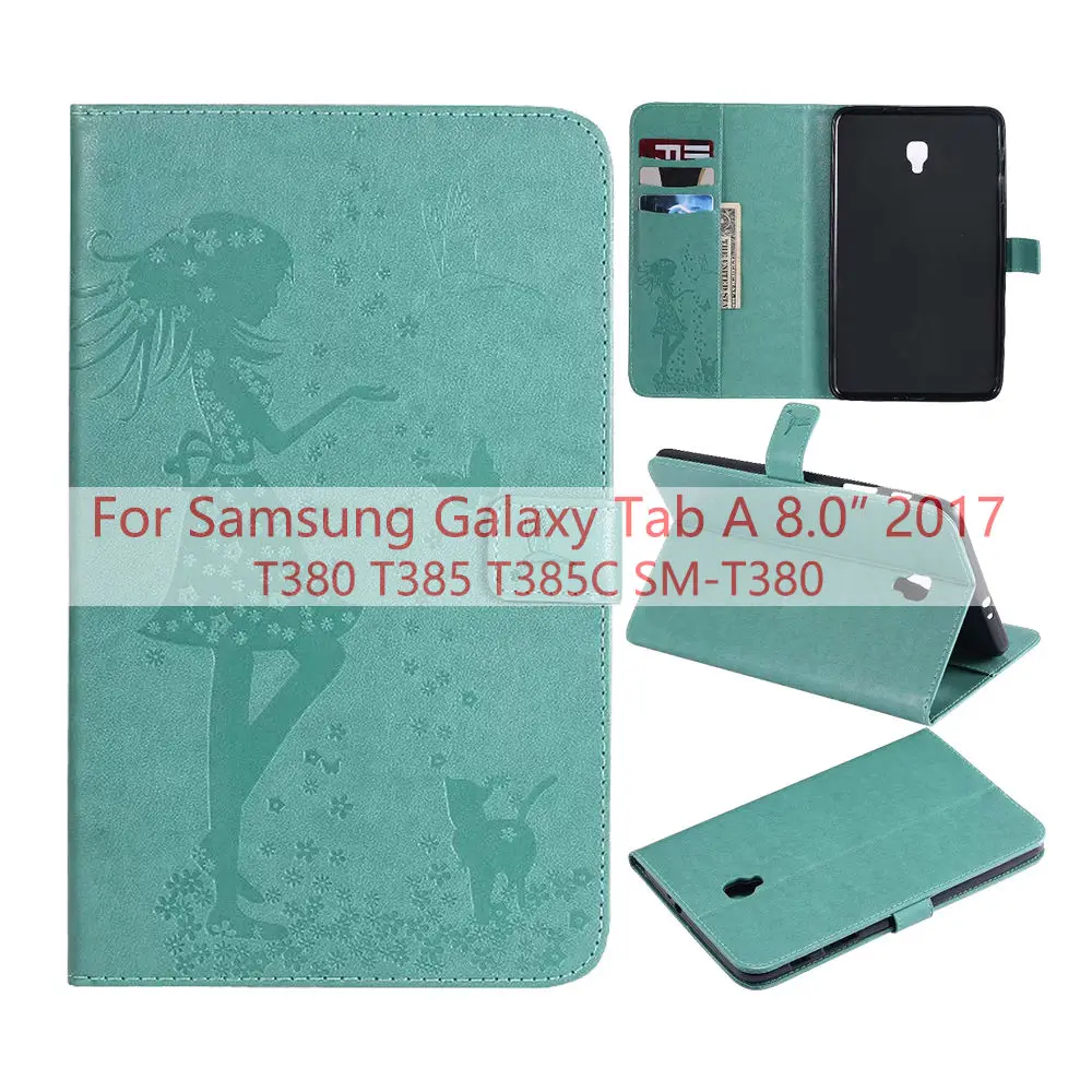 Green Чехол из искусственной кожи для samsung Galaxy Tab A 8,0 T380 T385, мягкая задняя крышка для samsung Galaxy Tab A 8 T387, чехол для планшета - Цвет: Green