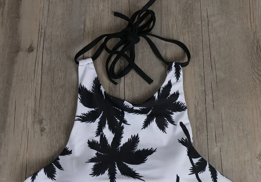 Лето 2019 г. Push Up пикантное женское бикини Palm Tree укороченный комплект купальник