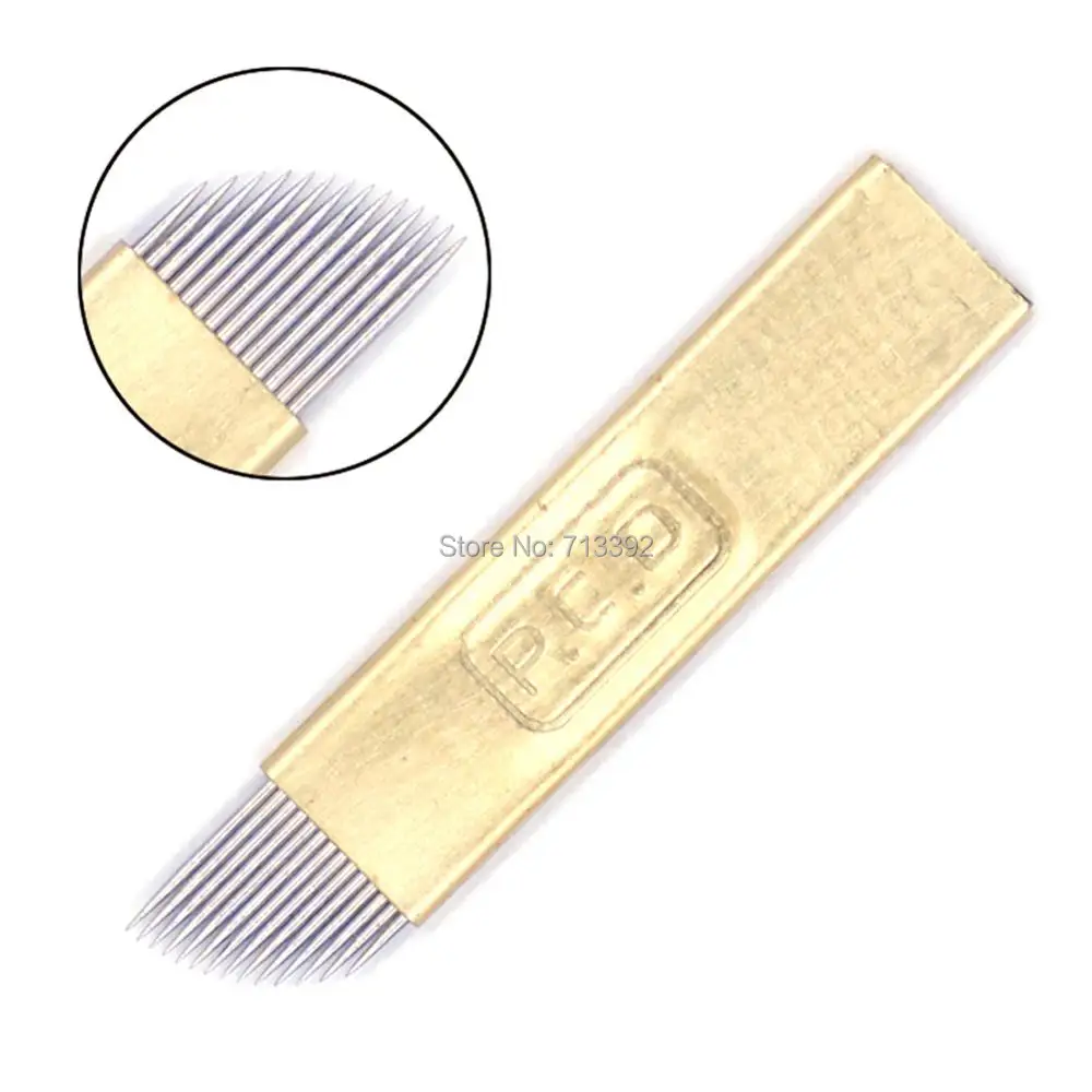 

PCD-100pcs 12/14 Pin Microblading Eyebrow Tattoo Blade For Permanent Makeup Manual Pen 3D Eyebrow Embroidery
