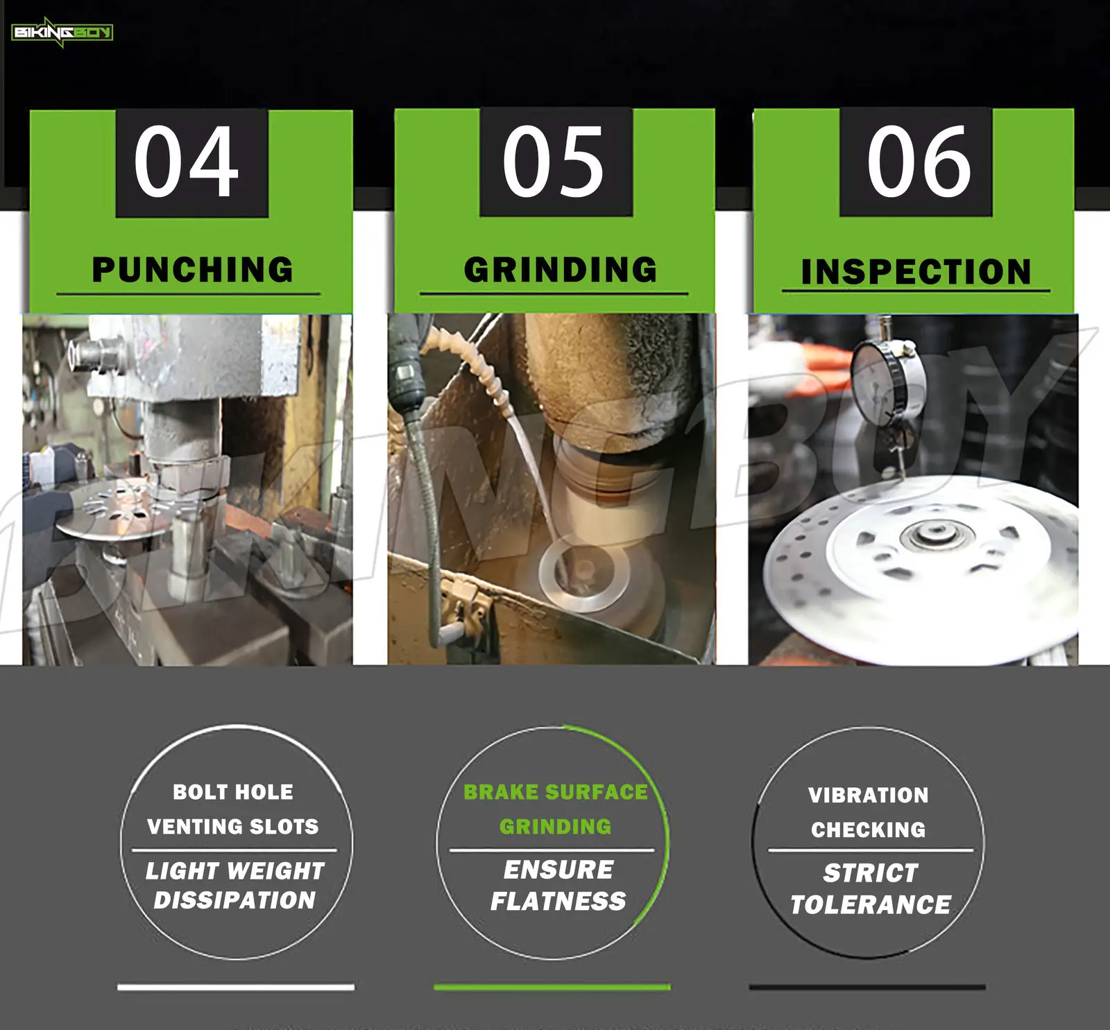 

BIKINGBOY Front Rear Brake Discs Disks Rotors + 5 Set Pads For Kawasaki Z 1000 2007 2008 Z1000 ABS 07 Motorcycle 300mm 250mm