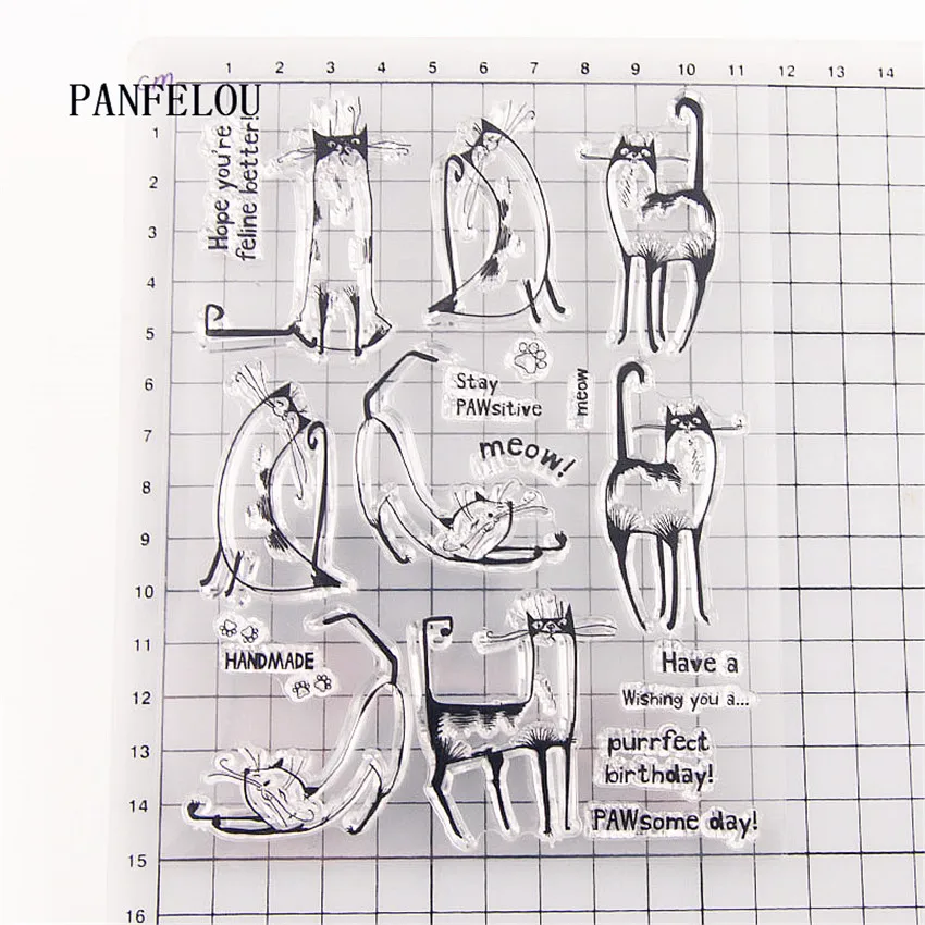 Прозрачный силиконовый штамп PANFELOU Кот на Новый год/печать сделай сам для