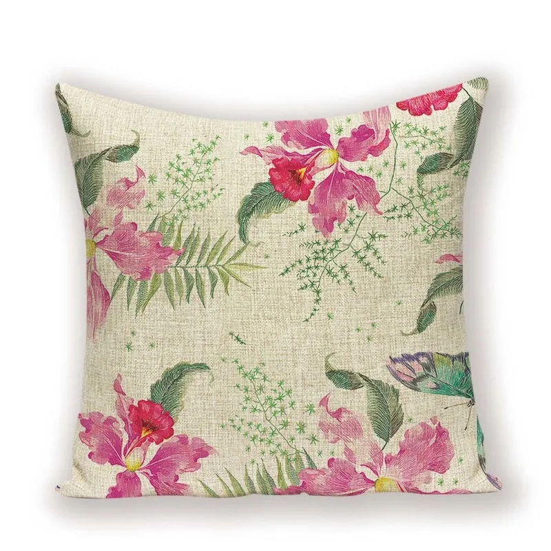 Чехол для подушки в деревенском стиле с цветочным орнаментом декоративный чехол