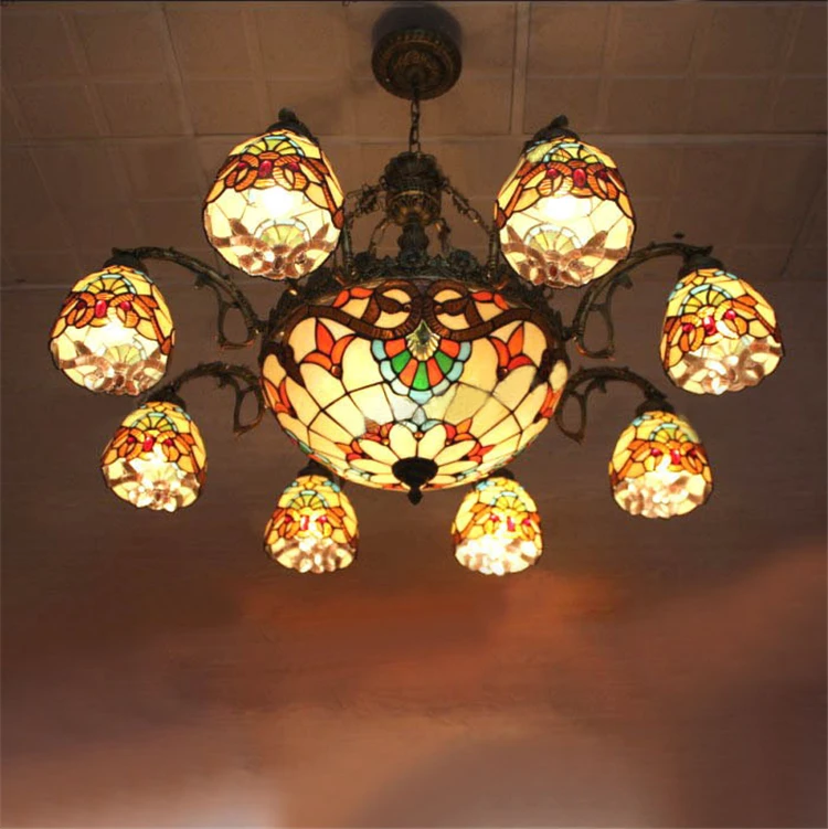 Витражные люстры FUAMT винтажные подвесные светильники в европейском стиле для