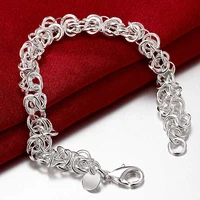 new trendy 925 sterling silver round bracelet simple vintage charm bracelets for women men jewelry gifts