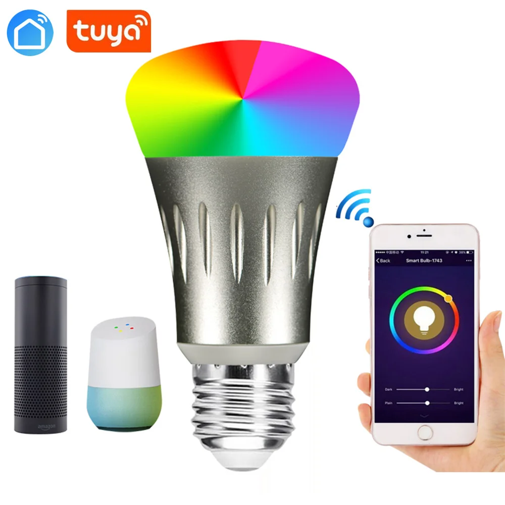 

Tuya app WiFi умный светильник, лампа с регулируемой яркостью, многоцветный, Wake-Up светильник s,RGBWW светодиодная лампа, совместимая с Alexa и Google Assistant