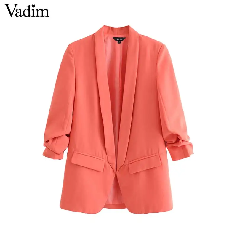 Vadim женский офисный стильный однотонный Блейзер рукав три четверти карманы