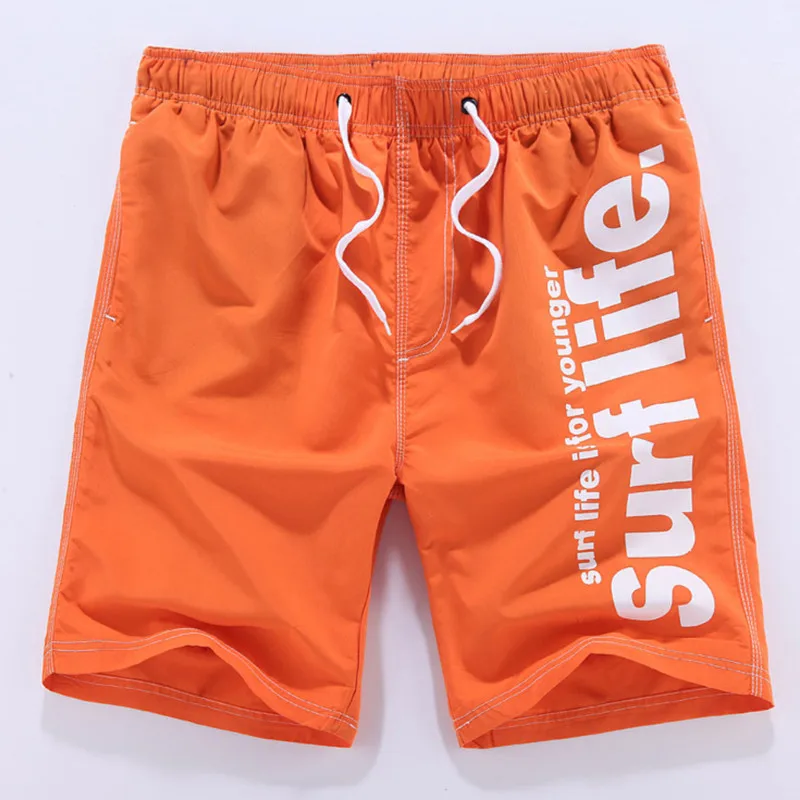 Мужские быстросохнущие пляжные шорты однотонные повседневные из полиэстера с