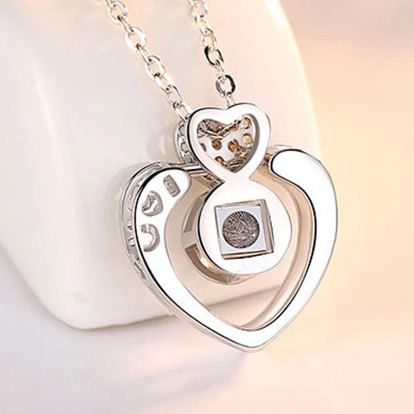 Модные 100 языков I Love You прожекторный подвесной памяти Письмо ожерелья для женщин