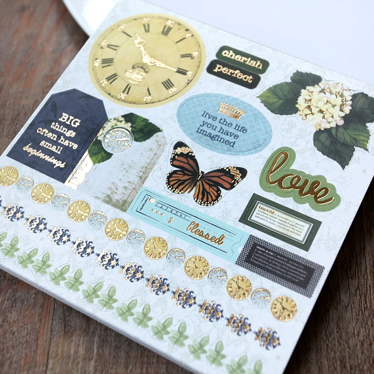 6 дюймов Односторонняя печатная фотобумага с часами и цветочным рисунком набор