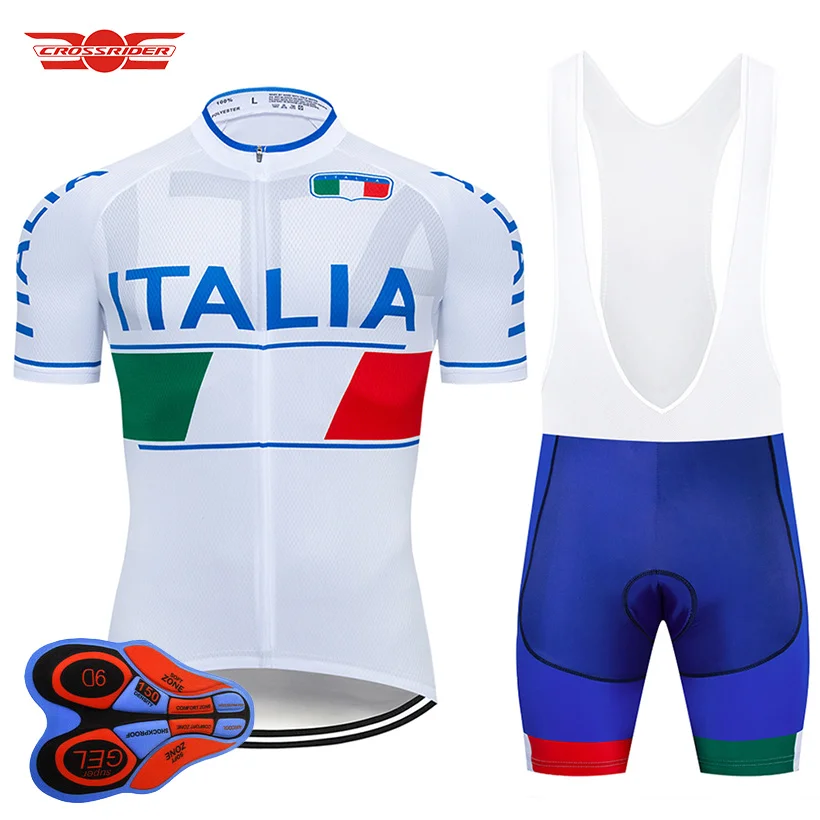 Jersey and bib pant Crossrider ITALIA Велоспорт Джерси MTB Униформа Мужская одежда для велосепидистов короткий комплект Ropa Ciclismo велосипедная Одежда Майо кулот - Цвет: Jersey and bib pant