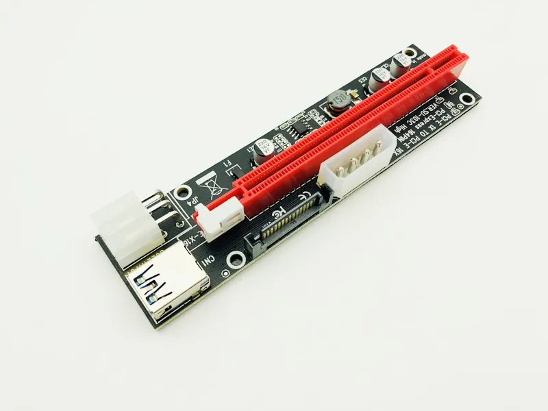 10 шт. PCI E Express Riser Card 1X к 16X удлинитель адаптер USB 3 0 кабель LED SATA 4Pin 6Pin разъем питания