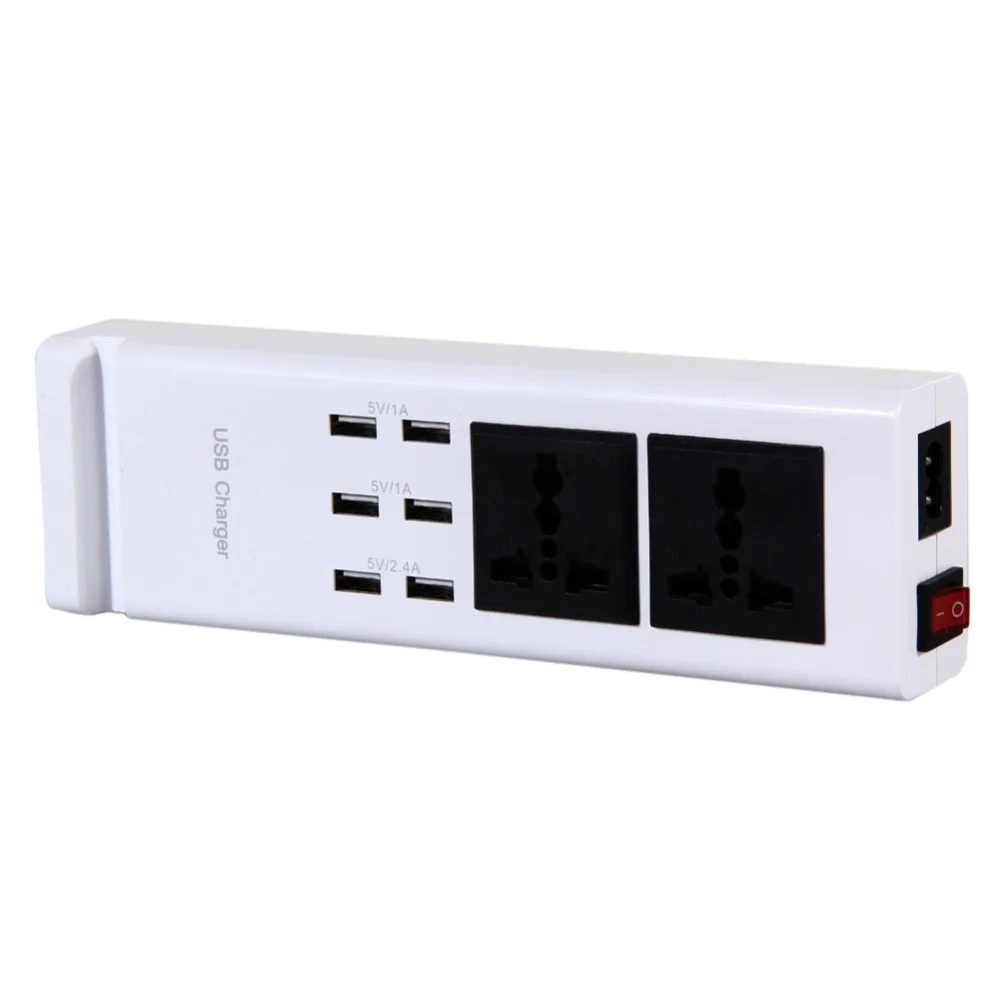 New 6 USB Charging Ports 2 AC Outlet Socket Power Strip Surge Protector UK High Quality Free Shipping | Обустройство дома