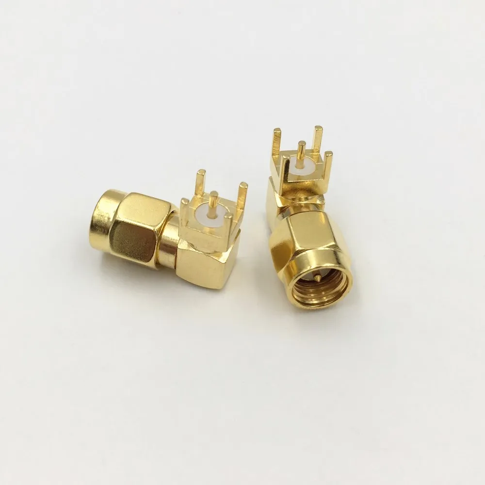 20Pcs Brass SMA Male Plug Right Angle 90 Degree Solder PC Board PCB Mount Coaxial Connector | Обустройство дома