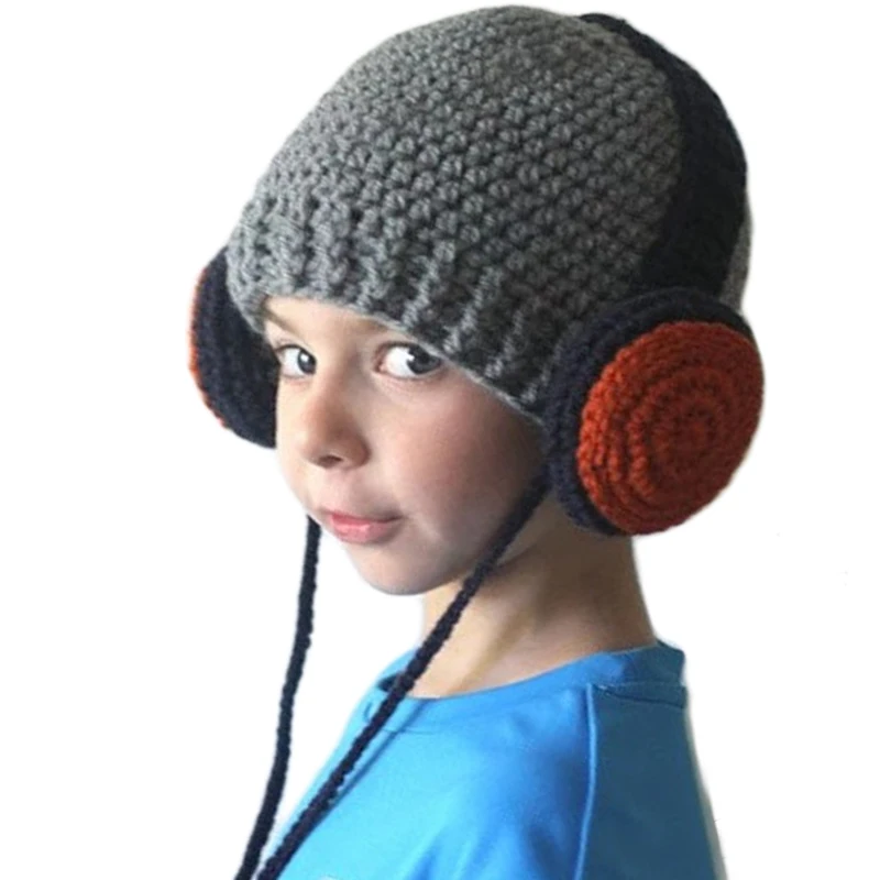 2018 Зимняя шерстяная одежда трикотажные хип-хоп наушники теплые Шапки для детей