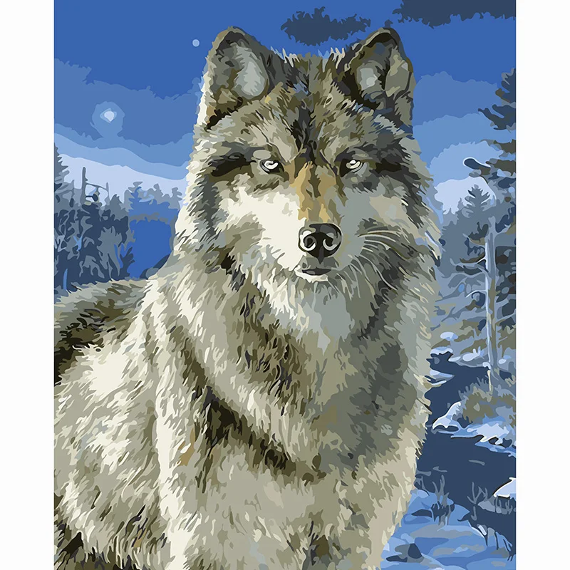 Абстрактные волки животные Diy цифровой набор для рисования по номерам Акриловая