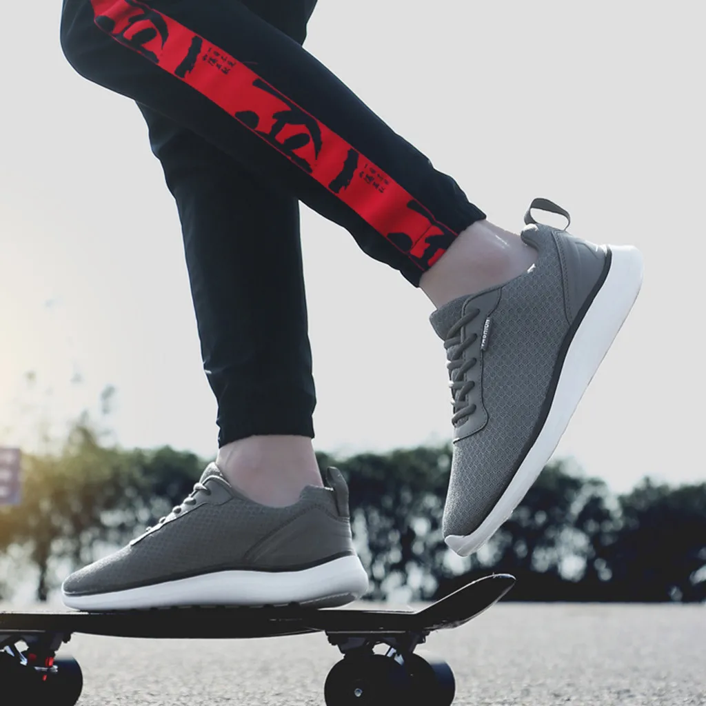 Мужские повседневные сетчатые кроссовки KLV на шнуровке дышащие однотонные