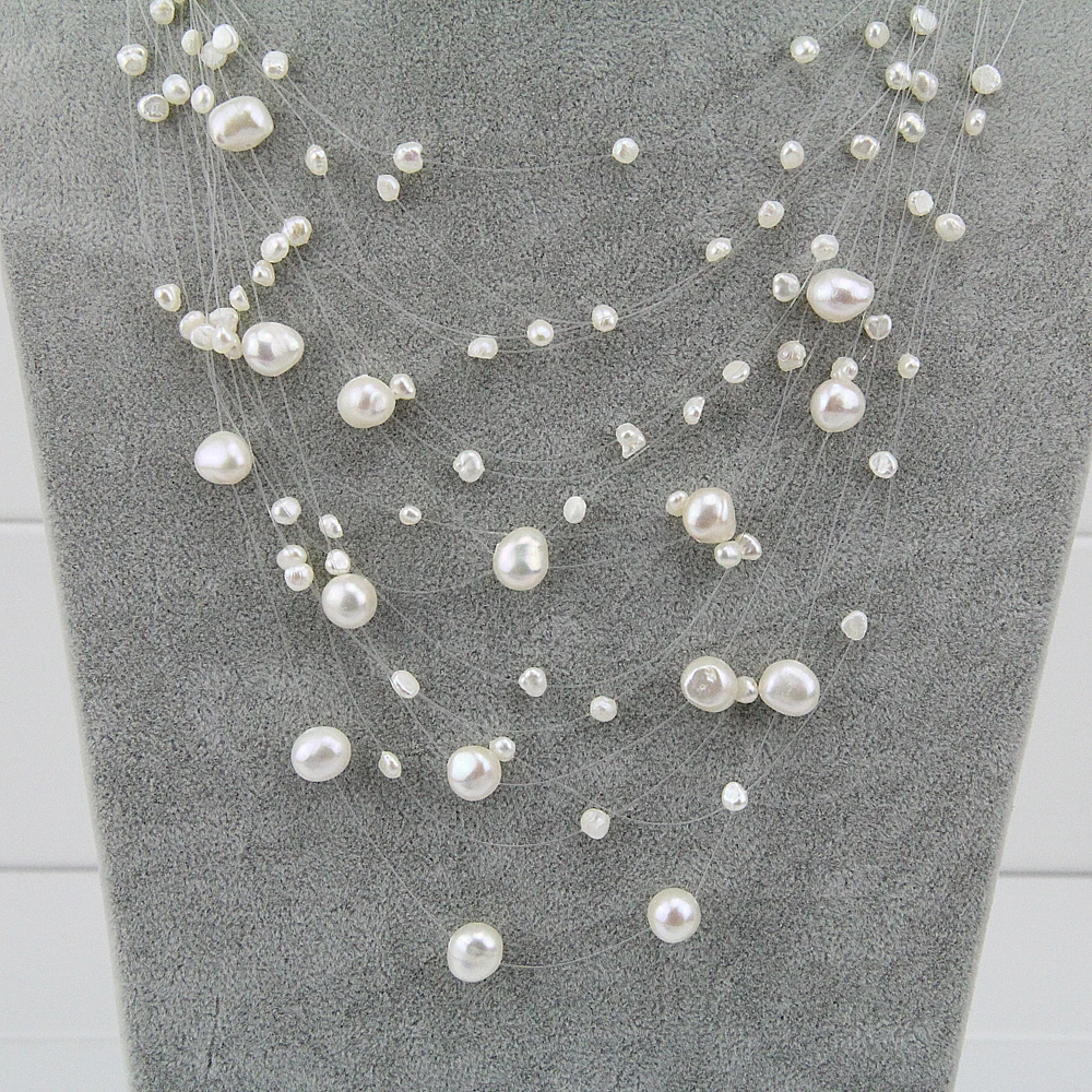 15 нитей многопрядный короткое и широкое жемчужное ожерелье искусственный жемчуг