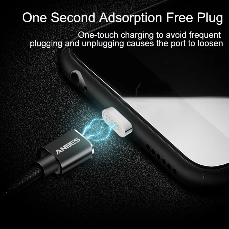 ANBES Micro USB Магнитный кабель магнит Quick Charge Android кабели провода мобильного телефона