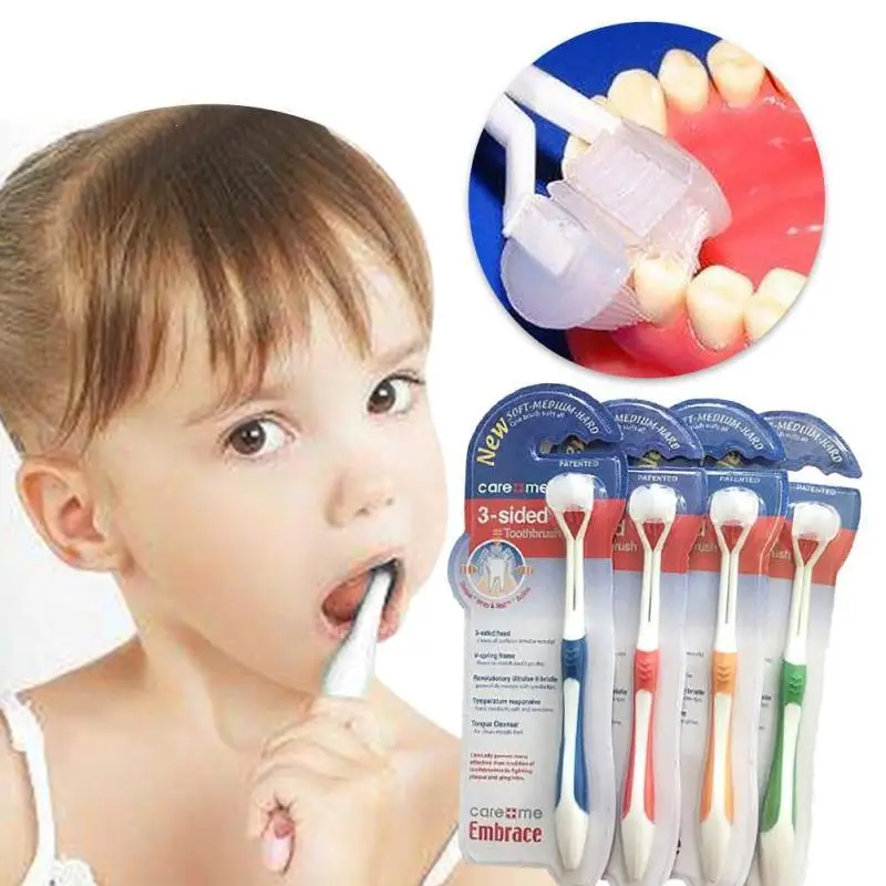 Tandenborstel-cepillo de dientes creativo para beb&eacute;, cepillo suave de seguridad de tres lados para ni&ntilde;os, cuidado de la higiene bucal, 1 unidad, 2022-0