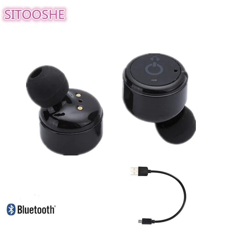 SITOOSHE Bluetooth наушники X2T мини настоящие Беспроводные с зарядным устройством