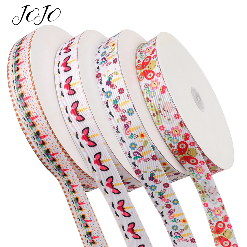 

JOJO BOWS 25mm 5y Grosgrain Stain Ribbon Unicorn Printed Webbing For Needlework DIY Hair Bows Holiday Decoration Gift Packing